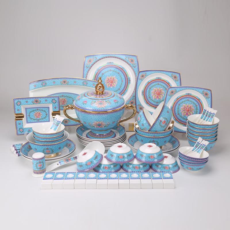 Tang Rhyme Fortune & Longevity 76-Piece Bone China Dinnerware Set