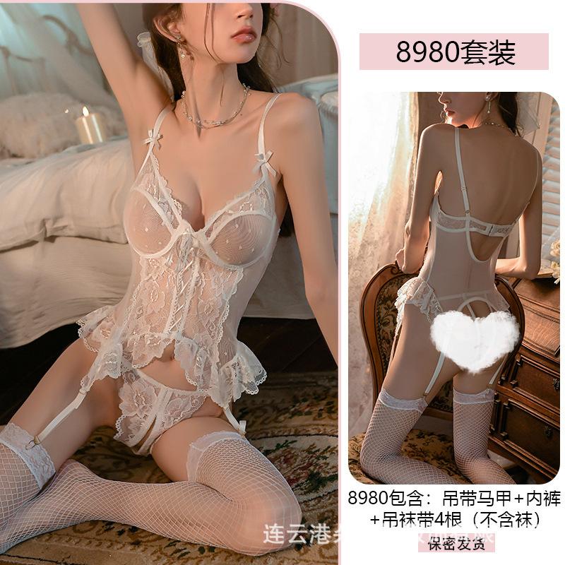 Domila Sexy Lingerie Sexy Pure Desire Vest Pajama Set Lace Seduction Perspective Passion Free Uniform