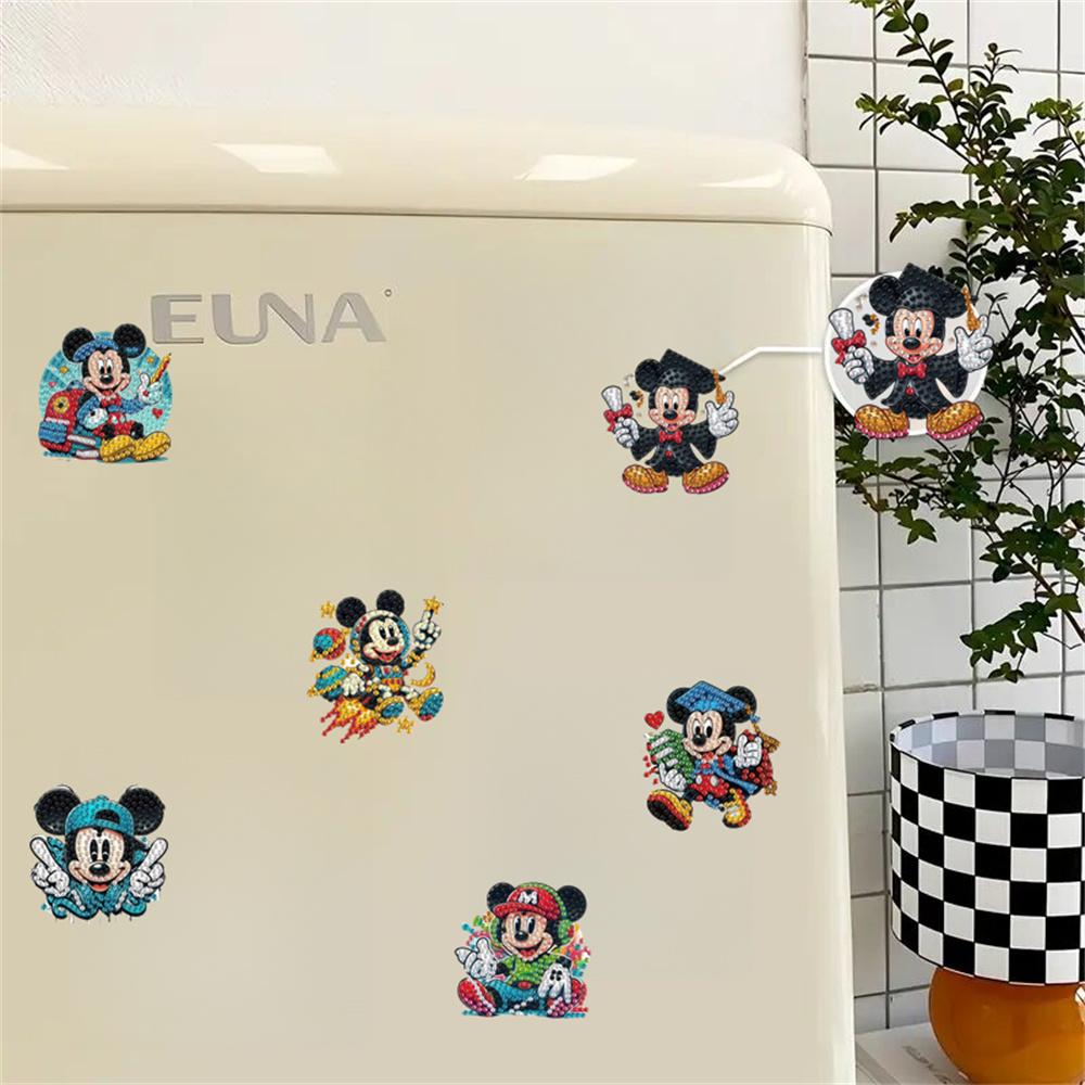 6Pcs Mickey Series Diamond Art Fridge Magnet Diamond Painting Refrigerator Magnet Diamond Painting Fridge Magnet for Adults Beginners