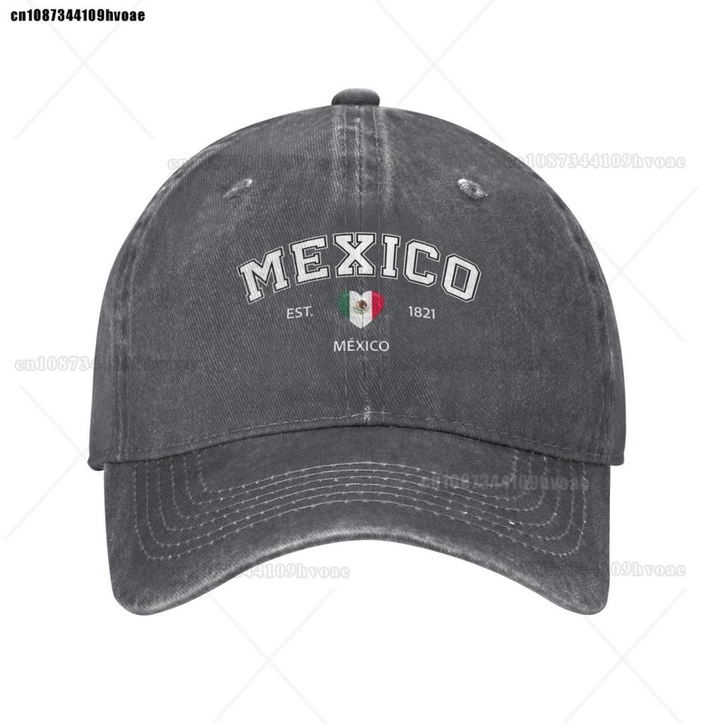 Mexico Flag Caps EST Retro Cowboy Washed Baseball Caps FeUnisex Sport Denim Sunscreen Hats Spring Summer Cap Unisex Trucker Cap