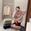 Spring new love buckle design sense knitted cardigan loose soft waxy temperament sweater jacket women