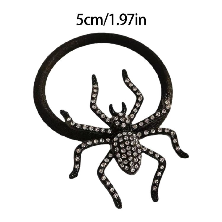 Women Crystal Rhinestones Spiders Hair Tie Halloween Accessory For Costume Parties Daily Hairstyle Decoration