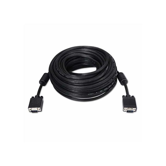SVGA Cable with Ferrite - AISENS - 15 Meters - Black - 2048x1536 Resolution - Double Shielding - HDB15 Male Connectors