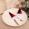 10Pcs Reusable Christmas Wine Bottle Covers Cartoon Christmas Hat Fork Cutlery Bag  New Year