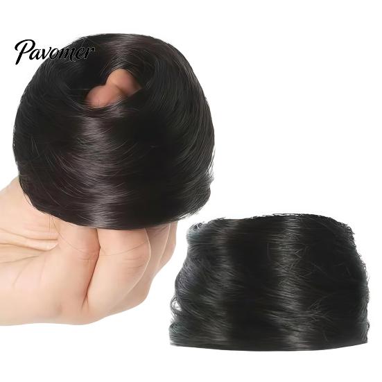 Natural Looking Bun Extension Women Hairpiece with Hair Tie, Straight Instant Volume Extension, Synthetic Updo Chignon Ponytail Scrunchies Scrunchie