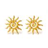 Stylish Sunflower Eye Stud Earrings - Imitation Silver, Versatile Women's Fashion Jewelry for Christmas