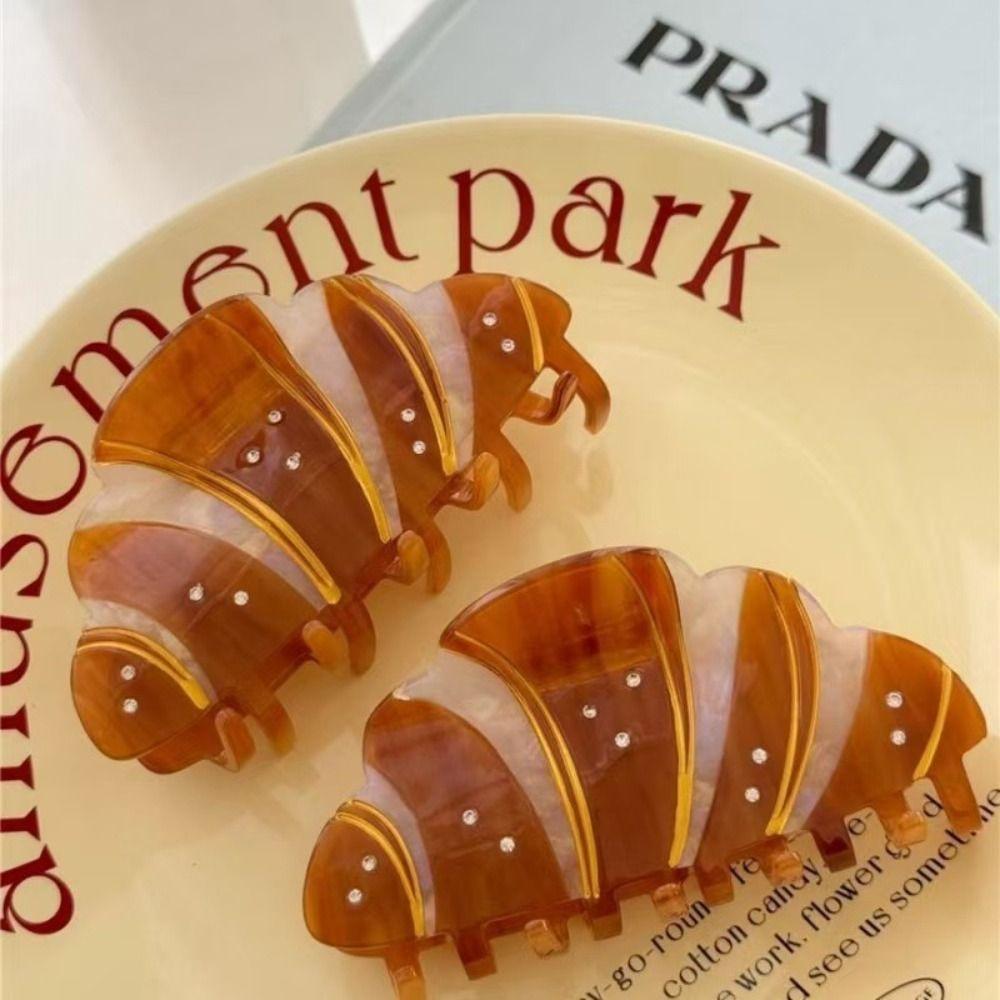 Funny Croissant Hair Claw Coffee Acetic Acid Shark Clip Fashion French  Crab Clip  Headdress