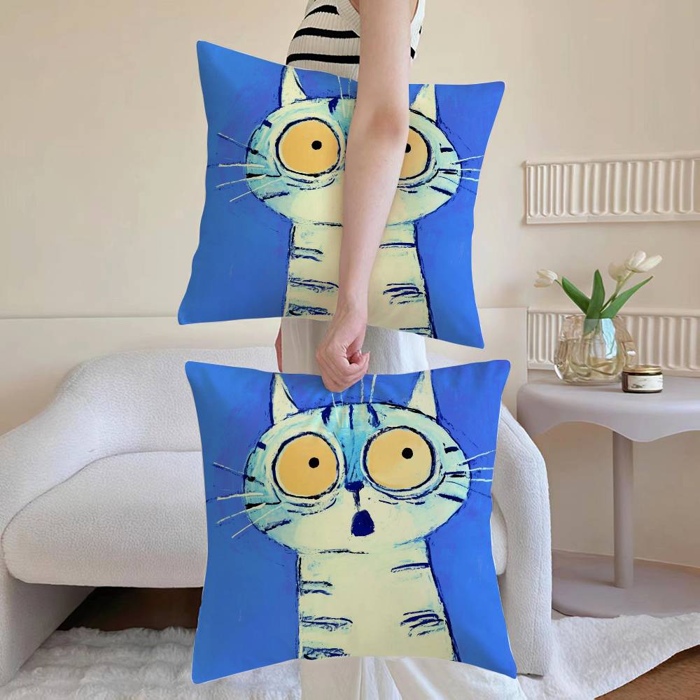 Cute Cartoon Animals Anti-dustmite Pillowcase Invisible zipper silky short plush Sofa cushion cover