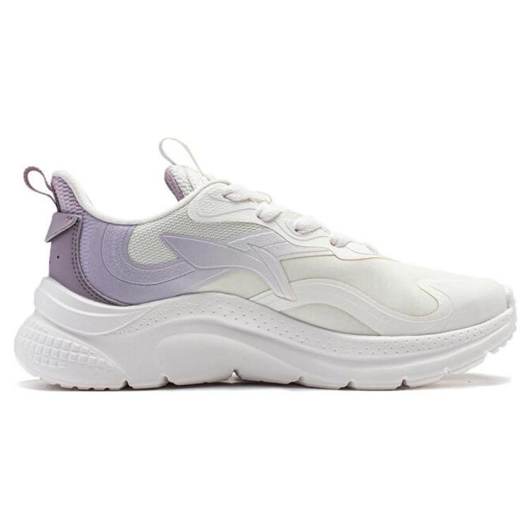 New LiNing Cruising Anti Slip Wear Resistant Low Top Casual Shoes Women's White Purple AGLT152-3