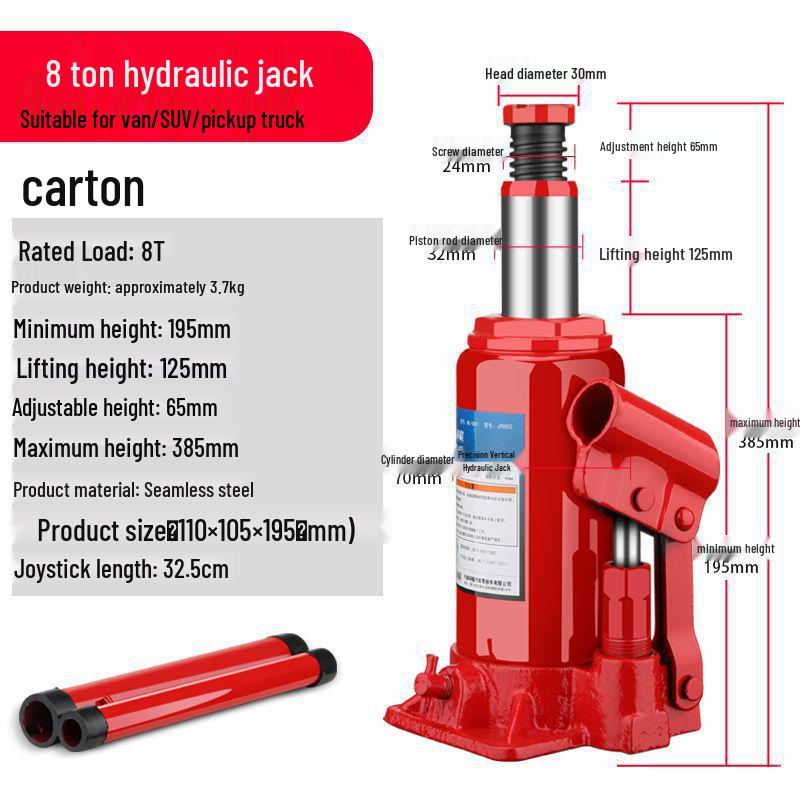 2-Ton Vertical Hydraulic Bottle Jack for Small Cars, Off-road SUVs, and Vans