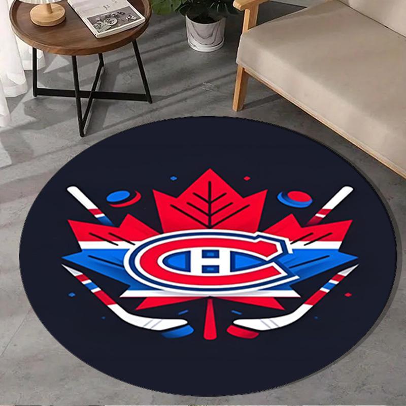 1PC Montreal Ice Storm Round Rug, Non-slip Chair Mat, Home Decor, Circle Carpet Perfect for Office, Bedroom, Living Room,Christmas gift