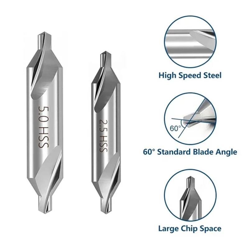 60 ° HSS TiN and nitrided coating center drill A1-A6mm set for metal processing chamfer positioning CNC lathe drill bits
