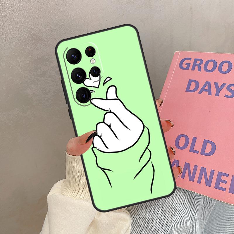 Kpop Hand Finger Heart Case For Samsung Galaxy S21 S22 S23 S24 S25 Ultra S9 S10 S25 Plus S20 FE S25 FE Cover Coque