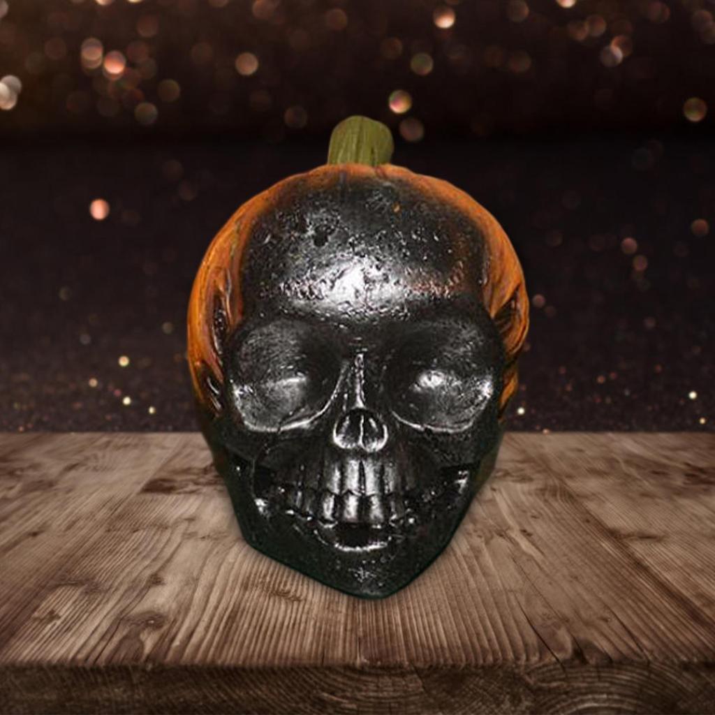 Pumpkin Skull Decoration Halloween Resin Craft Sculpture Horror Decor Ornament for Tabletop