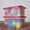 15 Gallon Clear Storage Bin with Red Snap Lid Stackable Plastic Container Easy Organization Garage Home Toy Keepsake Storage