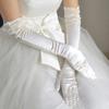 Wedding Accessories Beaded Bridal Gloves With Finger Solid Color Long Bridal Gloves Satin Wedding Gloves Party