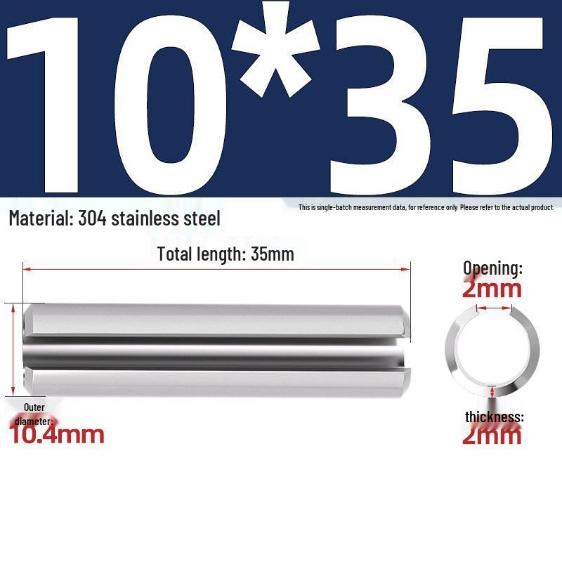 304 Stainless Steel Slotted Spring Pin, Cylindrical Shaft Pin, Locating and Hollow Pin (M5-M12)