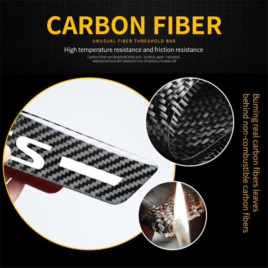 4x Universal Car Door Scuff Sill Cover Panel Step Protector Trim Carbon Fiber