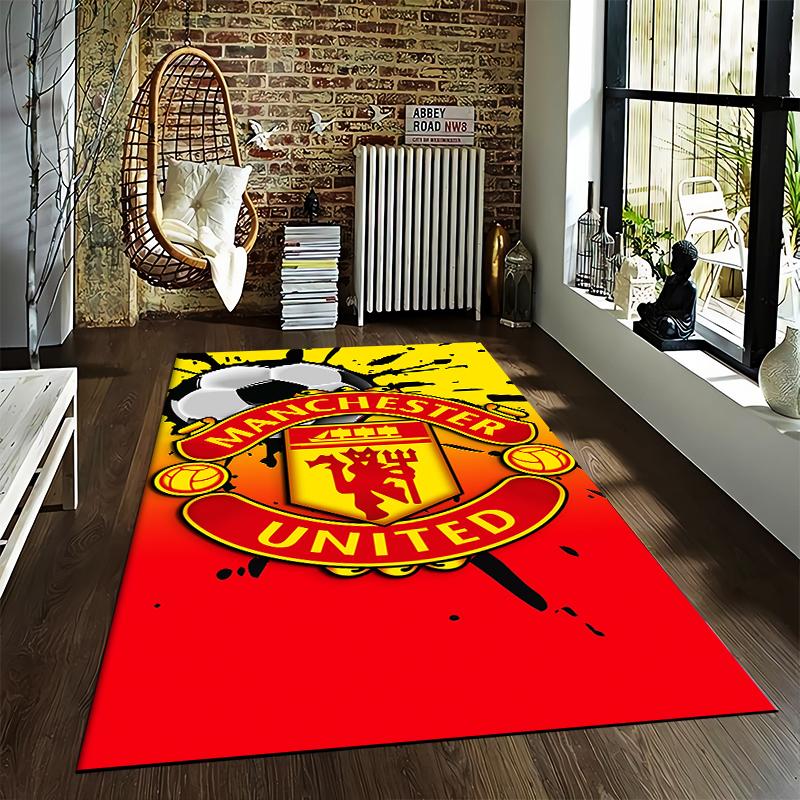 Manchester United Logo Carpet Soccer Themed Red and Yellow Floor Mat Suitable for use as an anti-slip for living room bedroom sofas