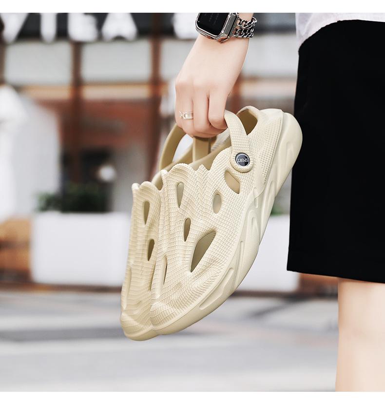 Men's Trendy Summer Coconut Hole Sandals: Outdoor Hollow Beach Slippers