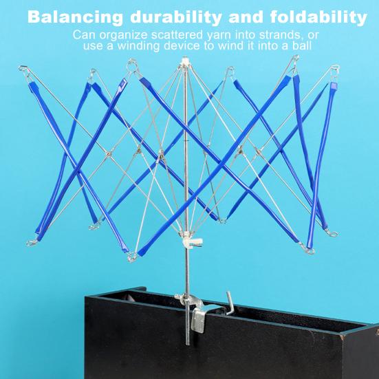 Yousheng Garn Schnell Faltbarer Metall-Garnwinder Tragbarer Schirm-Garnknäuel-Schnell-Stranghalter mit Tischklemme für Strick-Häkelzubehör
