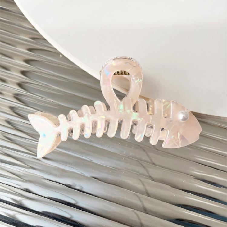 Nacreous Fish Bone Hair Clip Slip Resistant Design Lightweight Hairpin For Women Girls Soft Feel Wear
