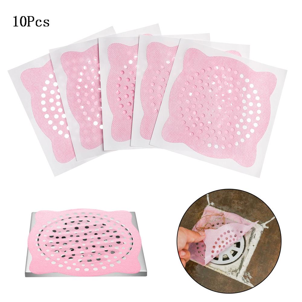10 pcs Bathtub Disposable Sink Shower Bath Hair Catcher Mesh Stickers Filter Floor Drain Cover