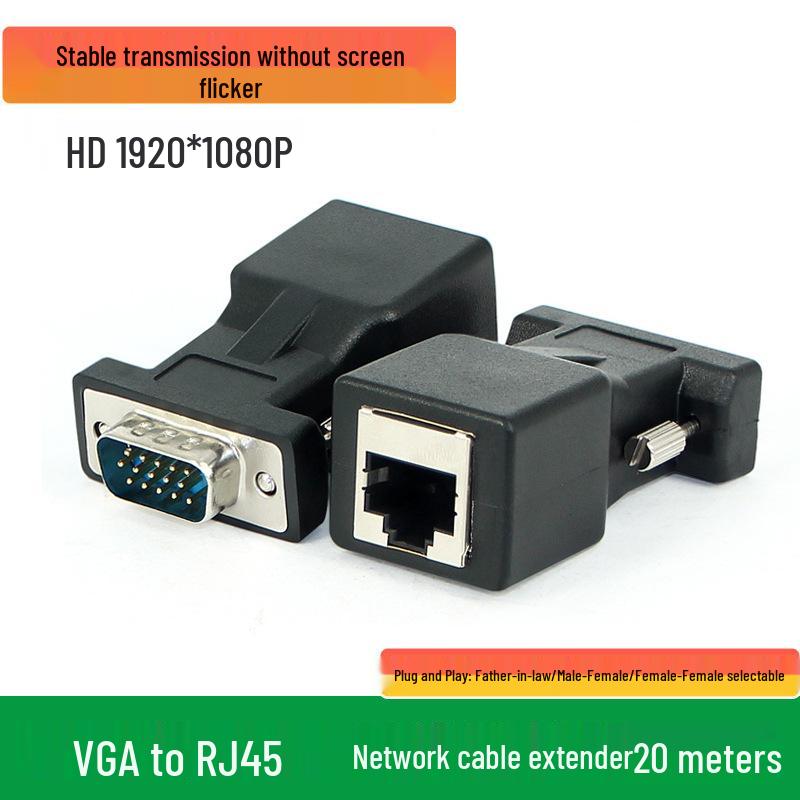 15m RJ45 to VGA Male/Female Signal Extender Adapter