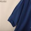 ZANZEA Women Casual Round Neck Solid Color Loose 3/4 Sleeve Blouse
