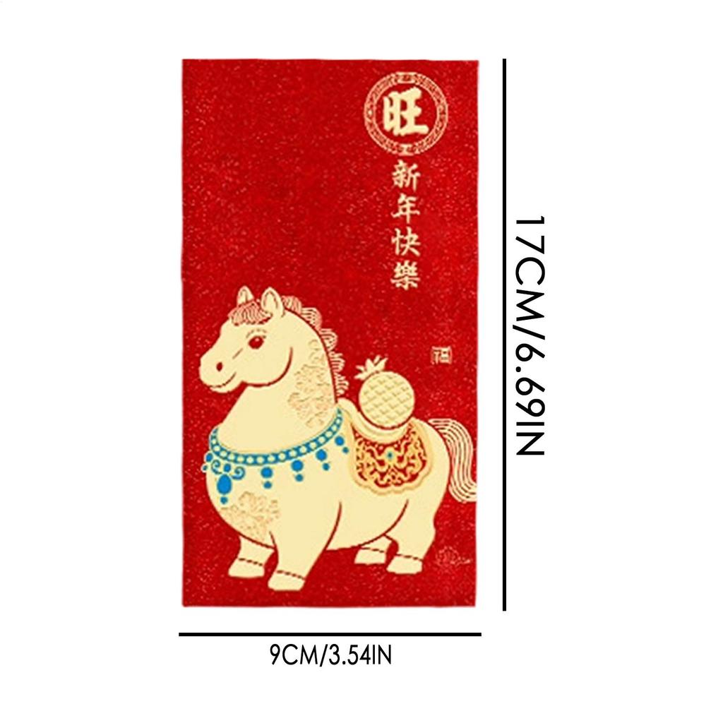 Red Envelopes 2026 Year Of The Horse Gold Foil Embossing Chinese Traditional Money Red Envelope Pockets For Marriage Engagement