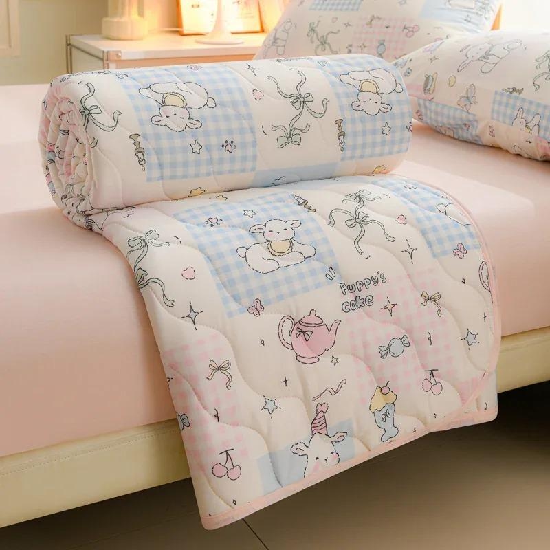 Knitted Thin Duvet 100x150cm 150x200cm Floral Print Quilt Soft Breathable Lightweight Summer Comforter Single Double Bed Blanket