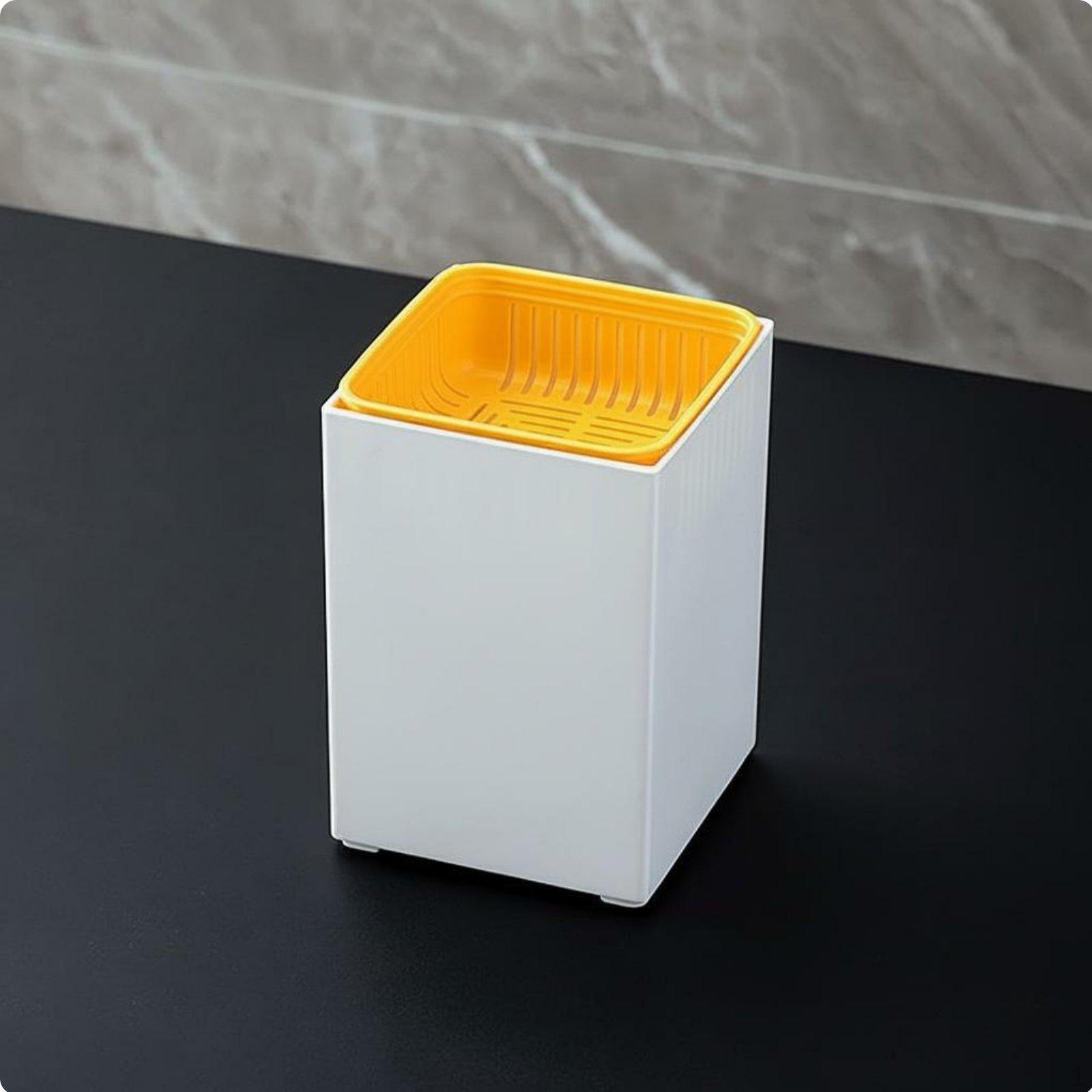 Desktop Tea Waste Bucket DoubleLayer Design Residue Bin Easy to Clean for Office Whitewhite White-yellow