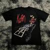 T-shirt in Cotone Stampata Korn Follow The Leader Double-Sided Metal Band Tee Top Oversize per Coppia Uomo e Donna