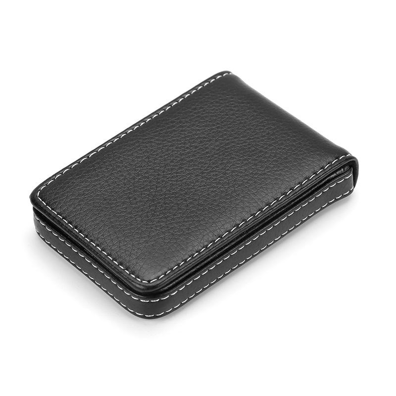 Vertical Leather Magnetic Business Card Holder Wallet