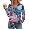 Women's Fashion Casual V-neck Pleated Christmas Long Sleeve Top