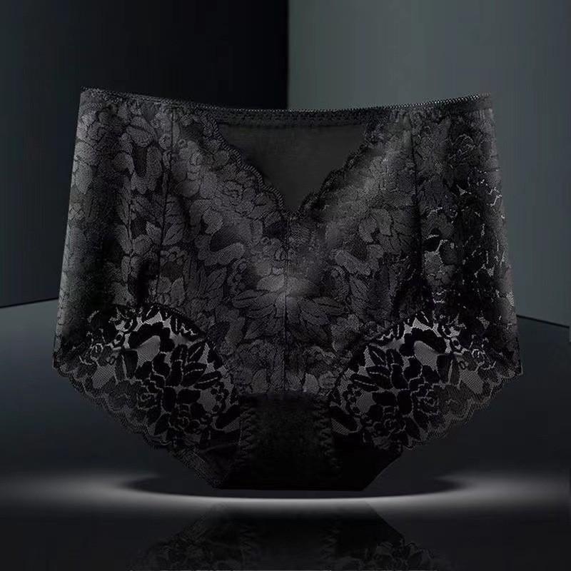 Silent High-waist Tummy-reducing and Buttock-raising Lace Underwear, Comfortable and Breathable, Large-size Women's Underwear.