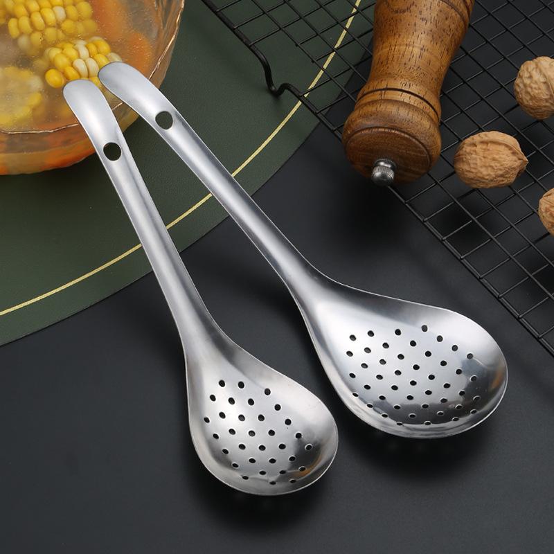 Stainless Steel Peppercorn Leakage Spoon Household Kitchen Fishing Noodle Artifacts Dumplings Noodles Fishing Spoon Draining Deep Frying Leakage Net