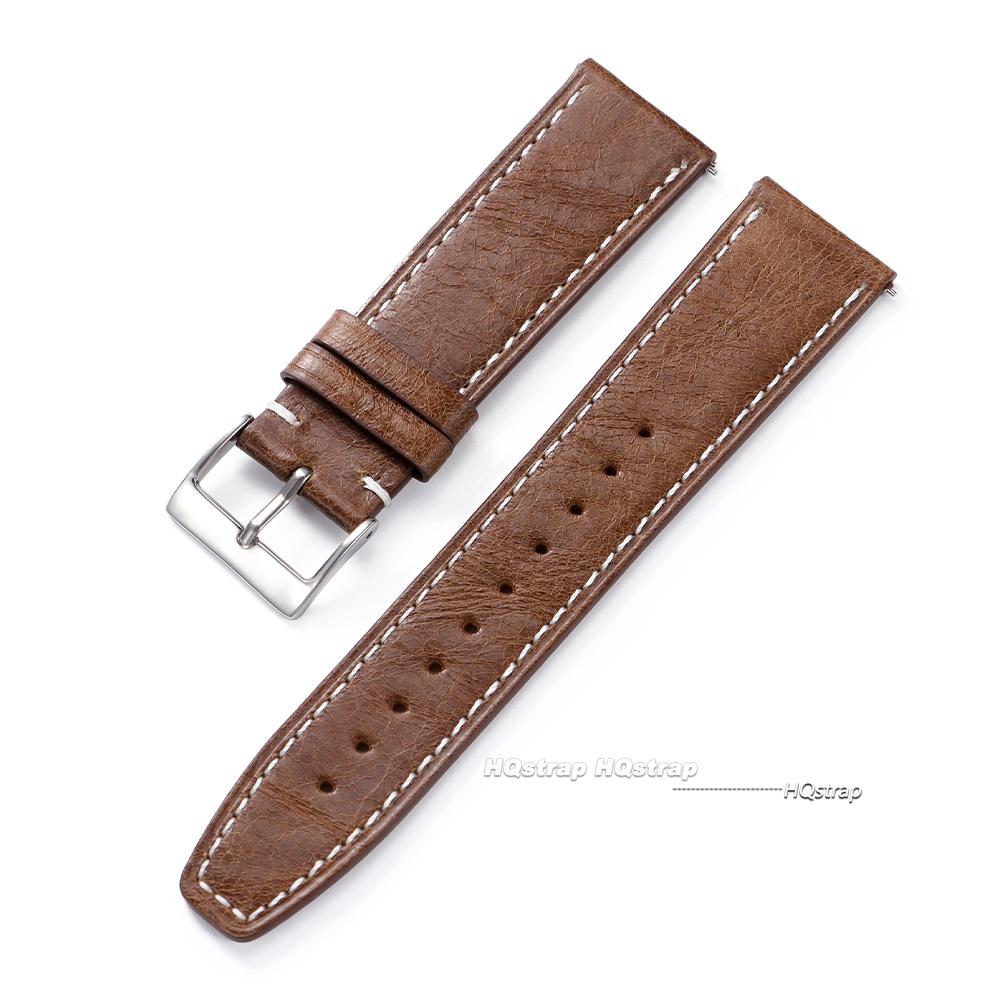 Vintage Oil Wax Leather Watch Strap 20mm 22mm Universal Cowhide Watchband Accessories Pin Buckle Men Women Waterproof Bracelet
