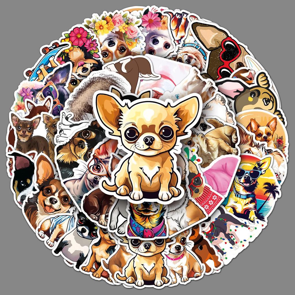 50 Chihuahua Graffiti Stickers Personalized Cartoon Cute Dog Creative Decorative Mobile Phone Case Refrigerator Stickers