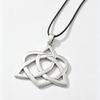 Bohemian Retro Distressed Silver Pendant Necklace with Cord Chain