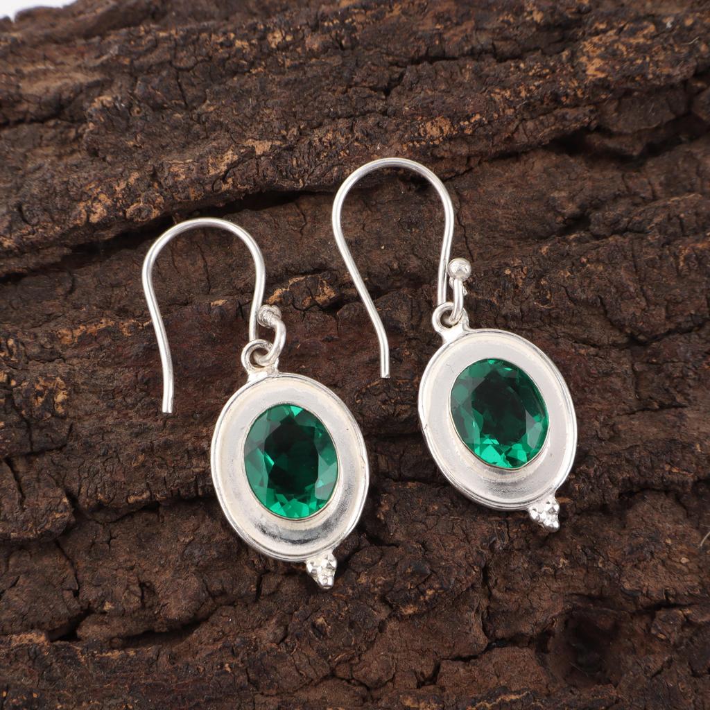 Green Emerald Gemstone Jewelry, 925 Sterling Silver Earrings, Handmade Dazzling Jewelry, Meditation Earrings Gift For Women