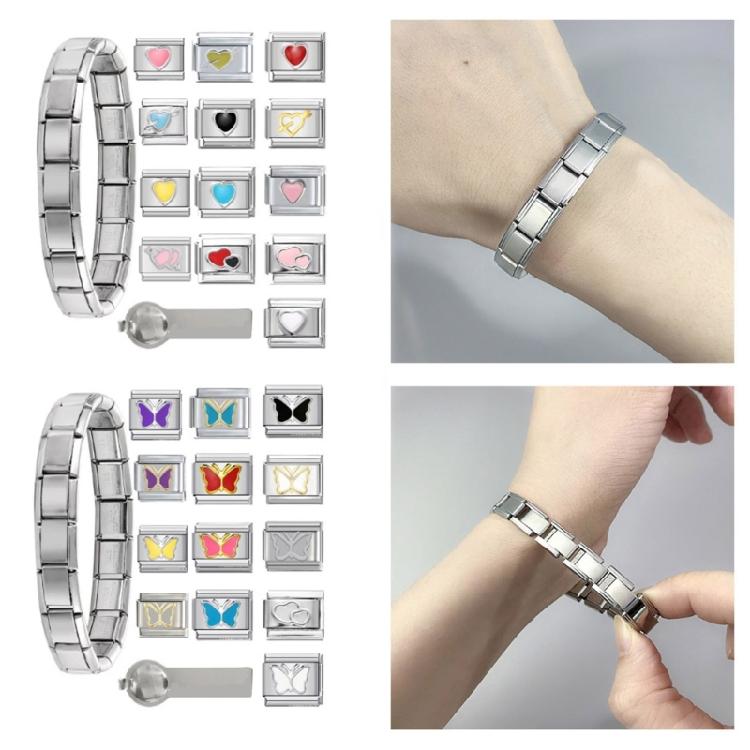 Unique Italian Charm Link Beads Jewelry Finding Jewelry Accessories Stainless Steel Texture Suitable for Bracelet Making