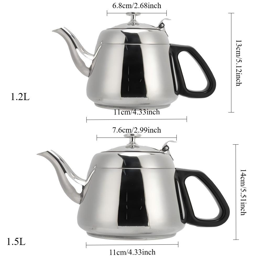 1.2L/1.5L Stainless Steel Teapot Coffee Pot Practical Modern Design Hot Water Teaware With Fine Filter To Brew Loose Leaf Tea