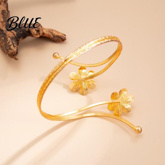Bracciale Floreale Stile Vacanza Bracciale Metallico Tridimensionale Design Floreale Regolabile