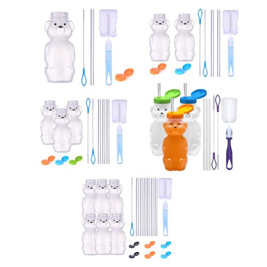 230ml Straw Cup Bear Shape Child Safe Drinking Cup with Safety Lid Straws Spill-proof Baby Shake Cup Drinkwear