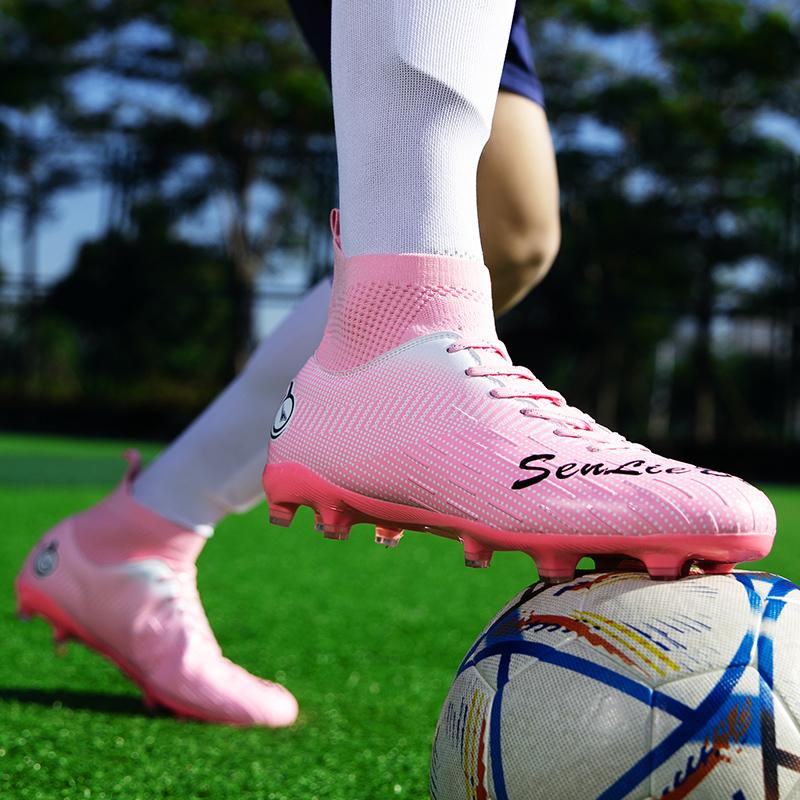 Men's High-top Football Shoes Colorful Outdoor Long-spike Sports Football Boots Large Size Youth Sports Kids Football Boots
