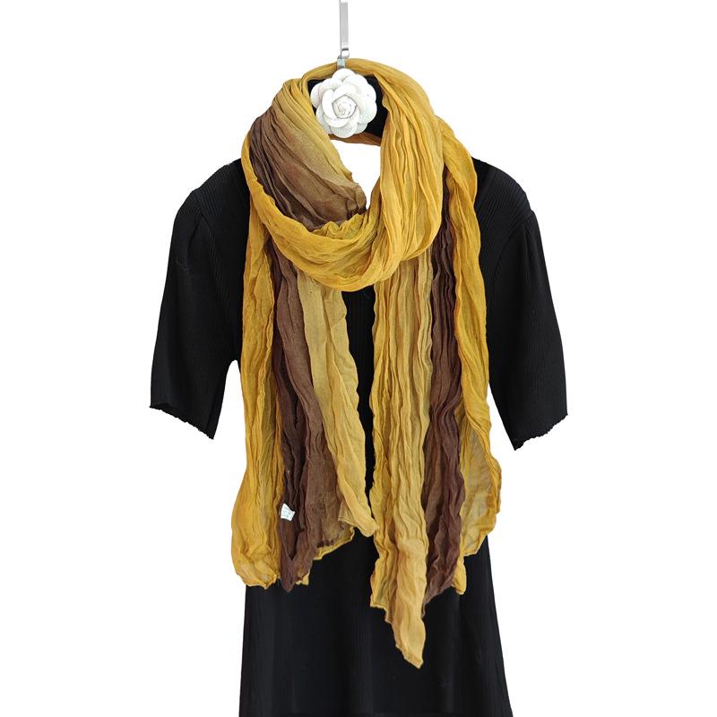 Floral Silk Braided Scarf: Versatile Spring & Autumn Pleated Shawl