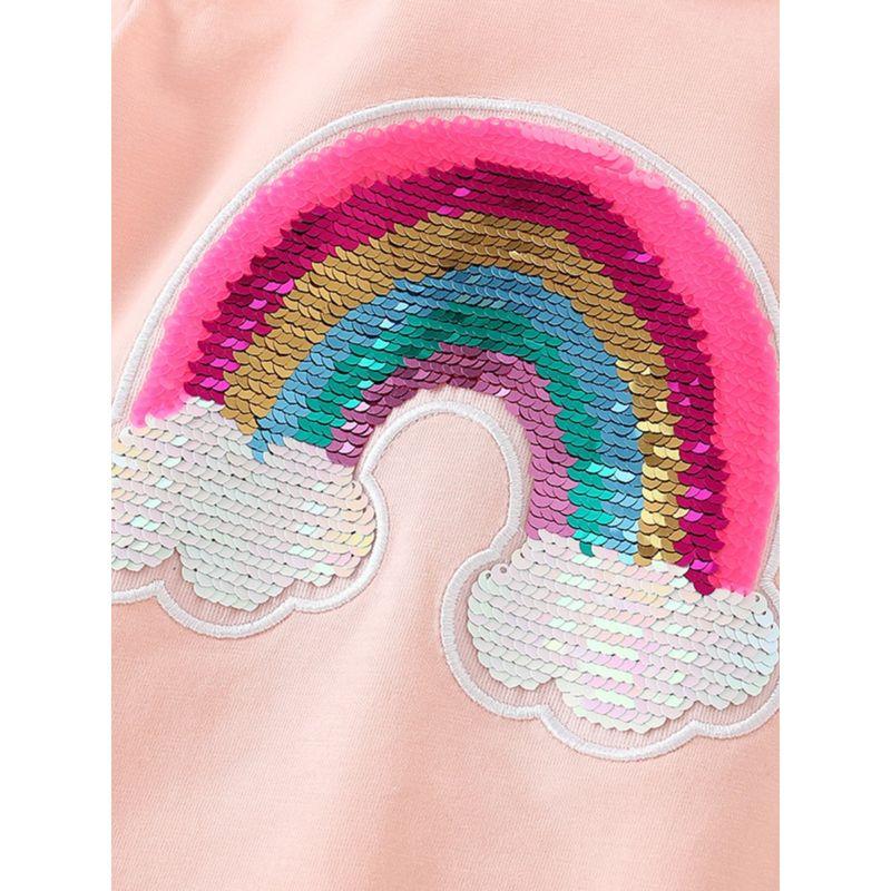 Rainbow Style Girls' Short-Sleeved T-Shirt Pink Top Kidsren's Pure Cotton Summer Wear Baby Half-Sleeved T-Shirt Base Layer Clothing 8