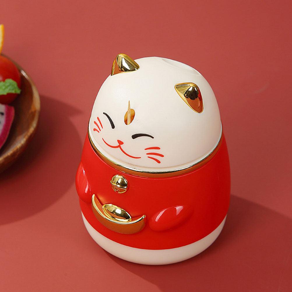 Desktop Toothpick Container Fortune Cat Style Multi Purpose Storage for Toothpicks and Small Items Cute Toothpick Holder