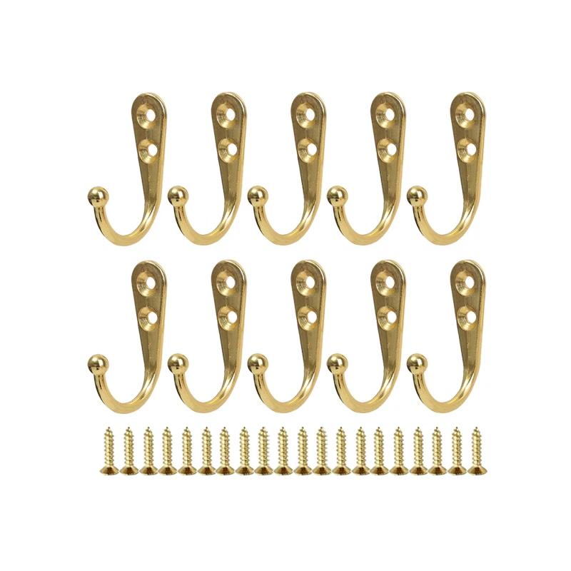 Alloy Hooks with Screw Bathroom Towel Clothes Storage Hooks Key Hangers Storage Gold Silver Racks Home Door Kitchen Organizer